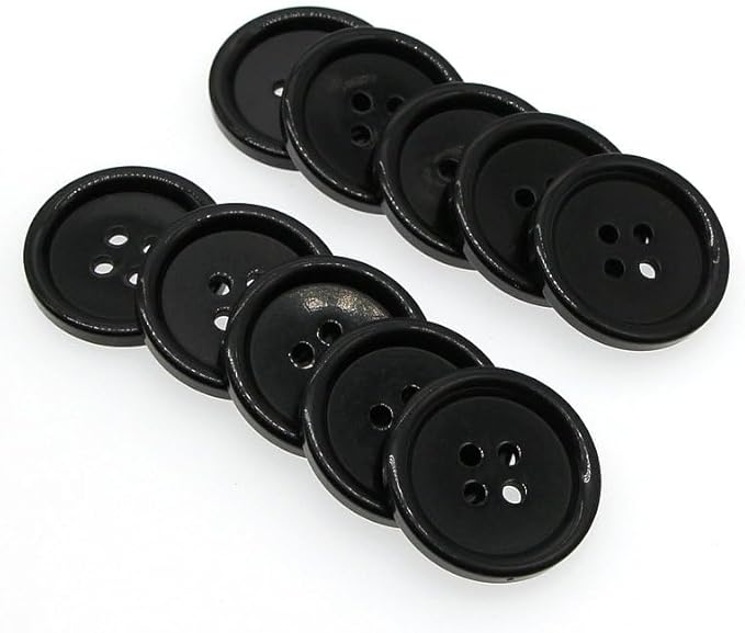 50PCS 1 1/5 Inch Black Button, 4 Holes Plastic Large Buttons for DIY Craft Sewing (Black, 30mm) YIGUANXIN