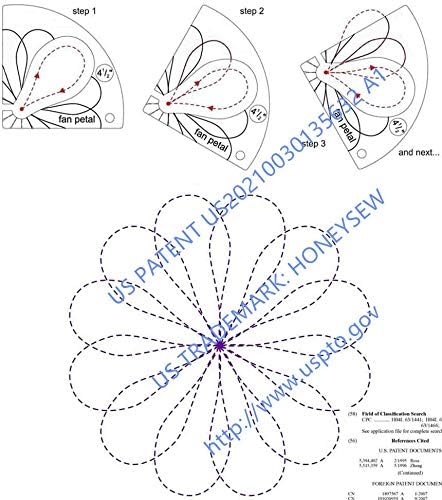 HONEYSEW Free Motion Quilting Template Sewing Ruler Templates for Most of Domestic Sewing Machine (#2 Fan Petal)