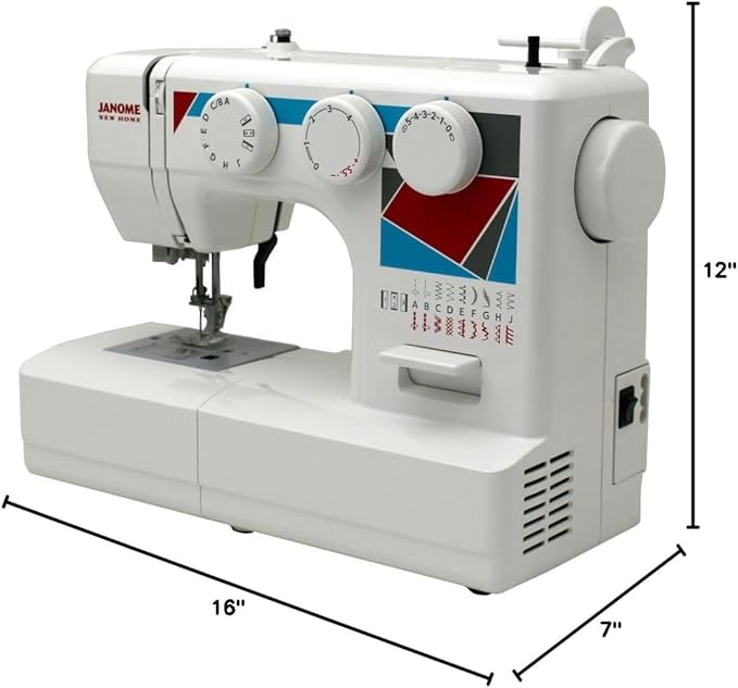 Janome MOD-19 Easy-to-Use Sewing Machine with 19 Stitches, Automatic Needle Threader and 5-Piece Feed Dogs,white