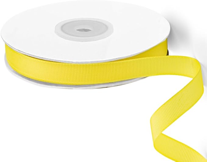 LIUYAXI 1/2" X 50 Yards Solid Yellow Grosgrain Ribbon, Perfect for Crafts, Wedding Decor, DIY Hair Accessories, Sewing, Gift Package Wrapping and More