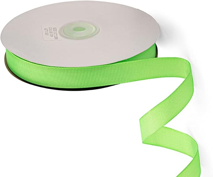 LIUYAXI 5/8" X 50 Yards Solid Apple Green Grosgrain Ribbon, Perfect for Crafts, Wedding Decor, DIY Hair Accessories, Sewing, Gift Package Wrapping and More