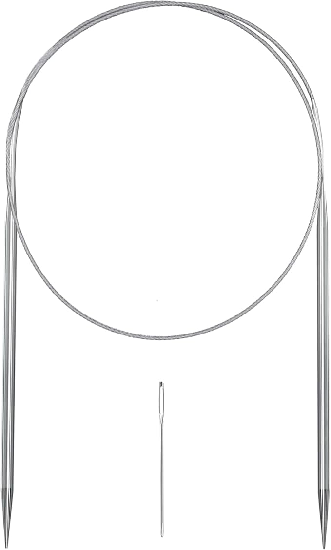Aolfior Stainless Steel Circular Knitting Needles Size 9 16 Inch 5.5 mm Set Round Metal (Silver, 16 inch-9-(5.5mm)) Suitable for Beginners and Experienced Knitters Alike.