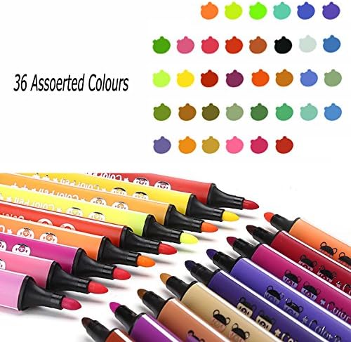 SAYEEC Washable Watercolor Markers, 36 Assorted Colors Coloring Pens Set, Medium Tip Art Drawing Pens Kit with Storage Case for Adult Coloring Books, Doodling, Manga, Comic, Calligraphy, Sketching