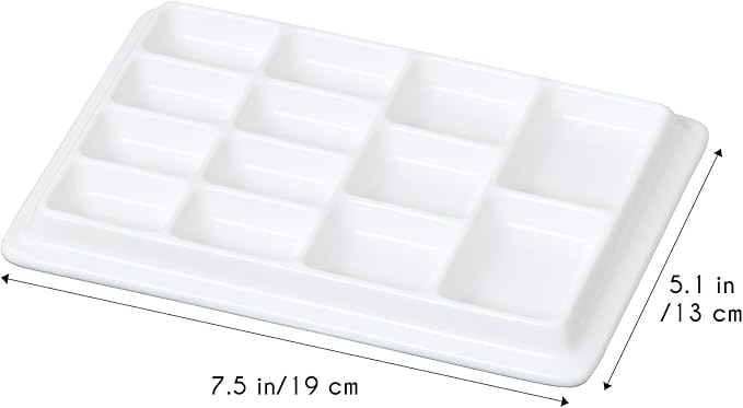 Ceramic Paint Palette with Lid,13-Well Porcelain Watercolor Mixing Tray for Acrylic, Oil, Gouache & Watercolor Paints, White Porcelain Palette with Plastic Cover