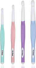 Large Sizes Crochet Hooks 4 pcs Long Crochet Needles Set QLRFFLJOY 8mm 10mm 12mm 15mm Rubber Handle Crochet Hook DIY Yarn Weaving Tools for Knitting Blankets, Shawl and Carpet