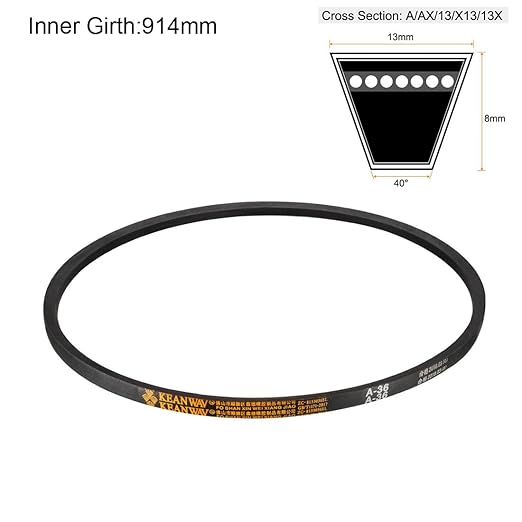 uxcell A36 Drive V-Belts 36" Inner Length 13mm Width 8mm Thick JIS Standard A-Section Rubber Drive Transmission Belt