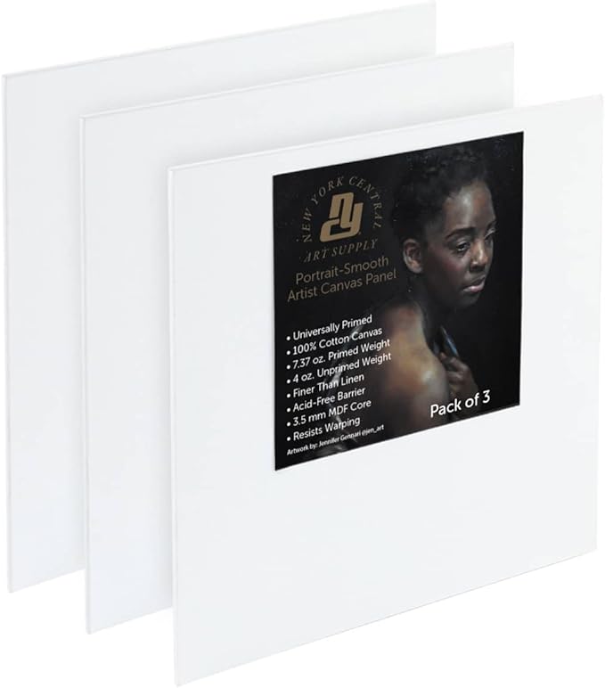 Portrait-Smooth Artist Canvas Panel 8x8 - Professional Quality 100% Cotton Canvas Panels for Painting - Ideal for Painting, Acrylics, Oils