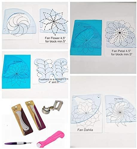 HONEYSEW Quilting Template Sewing Machine Ruler DIY Sewing Tools Notions Free Motion Quilting Grip Template Rulers Includes 8 Design (8 Designs)