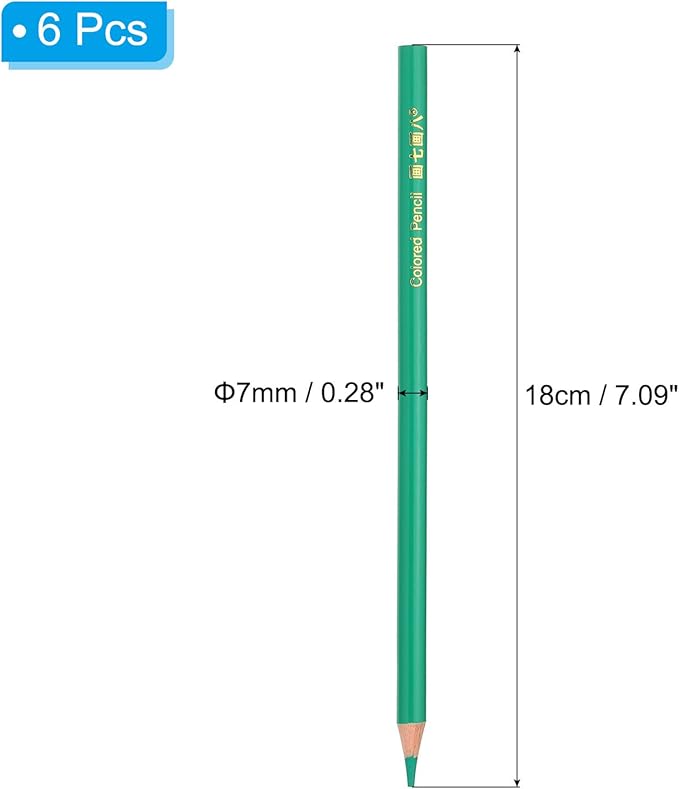 PATIKIL Sapphire Green Colored Pencils Set,6 Pcs Oil Color Pencils Wooden Coloring Drawing Pencil for Artists Art Painting