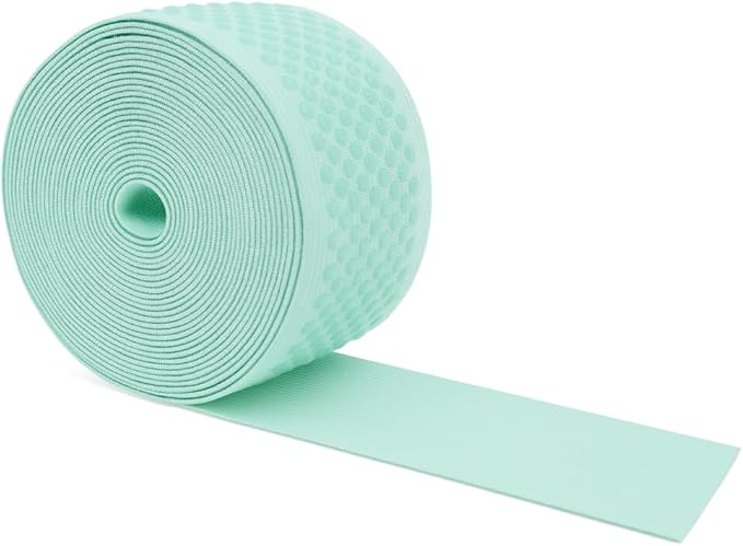 Mandala Crafts 2.5 Inch Elastic Silicone Gripper Tape for Clothing - 5 Yds Dotted Non Slip Elastic Band for Sewing - Mint Silicone Flat Fabric Stretchy Ribbon Straps