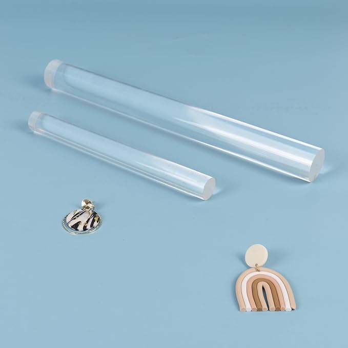 DIYOOHOMY Polymer Clay Roller Tools, Acrylic Clay Roller Clear Rolling Pin for Pottery Modeling Clays Polymer Shaping Air Dry Clay DIY Craft Tool