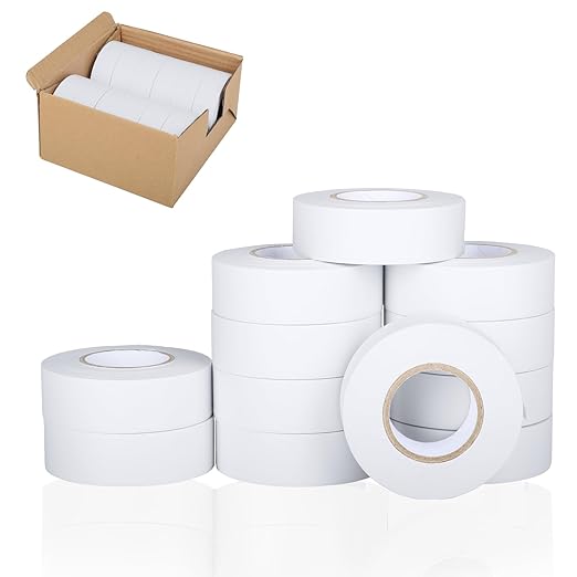 12 Pack White Flagging Tape, Non Adhesive Surveyors Tape, Neon Tree Marking Ribbon, Great Visual Labeling for Boundaries and Hazardous Areas Marking, 1 in. x 150 ft