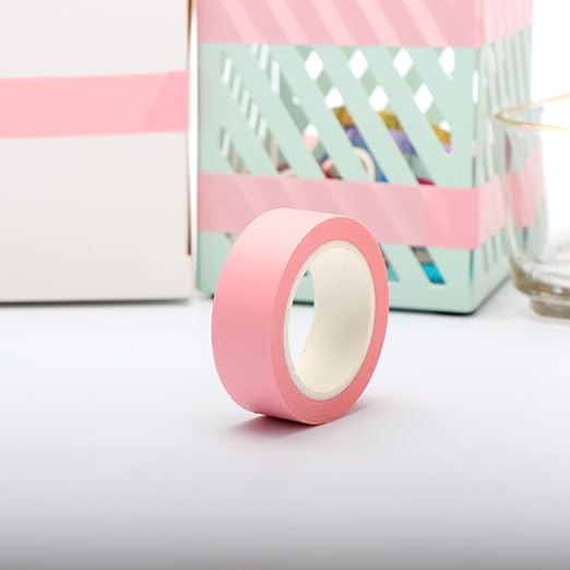 NatSumeBasics Pastel Washi Tape Solid Pink Washi Tapes 2 Pcs 32 Ft. Decorative Masking Tape Self-Adhesive Duct Craft Tapes for Packaging Decor Journals Scrapbooks Planners DIY Gift (Pink)