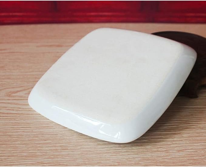 7-Well Square White Ceramic Artist Paint Palette Glazed Watercolor Painting Mixing Ceramic Porcelain Palette Oil Painting 5.7" Diameter