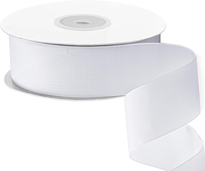 LIUYAXI 2" X 50 Yards Solid White Grosgrain Ribbon, Perfect for Crafts, Wedding Decor, DIY Hair Accessories, Sewing, Gift Package Wrapping and More