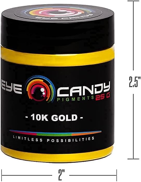 Eye Candy Pigments Premium Gold Mica Powder - 10k Gold (25gr) - for Epoxy, Resin, Soap, Paint, Woodworking, Acrylic Pouring, Bath Bombs, Fishing Lures - DIY Arts and Crafts Additive