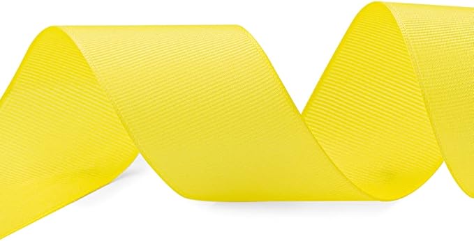 LIUYAXI 2" X 50 Yards Solid Yellow Grosgrain Ribbon, Perfect for Crafts, Wedding Decor, DIY Hair Accessories, Sewing, Gift Package Wrapping and More