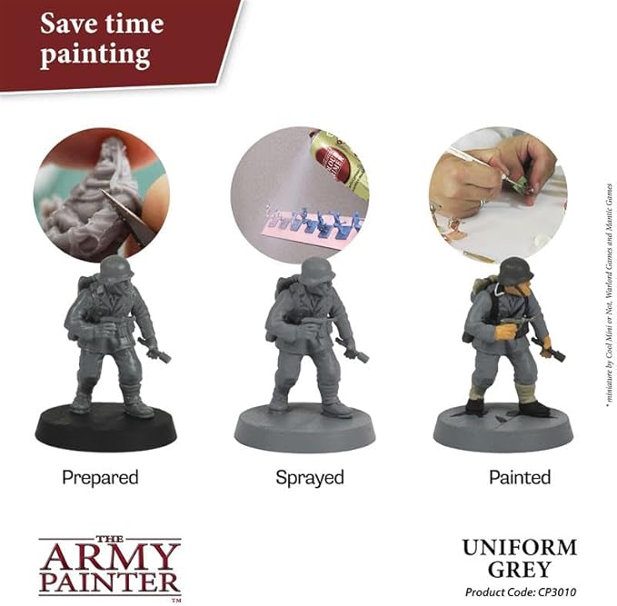 The Army Painter, Colour Primer: Uniform Grey, 400ml, 13.5oz - Acrylic Spray Undercoat for Miniature Painting - Spray Primer for Plastic Miniatures