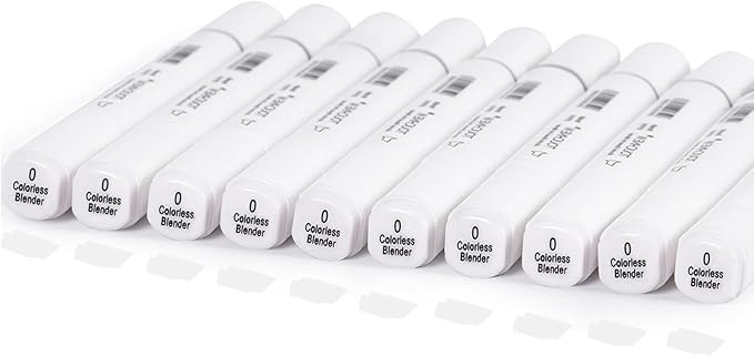 10Pcs Alcohol Markers Pure Color Series,T6 Upgrade Dual Tip Art Solid Color Markers Set for Adults Beginner Drawing Sketching DIY Crafts (Colorless Blender)