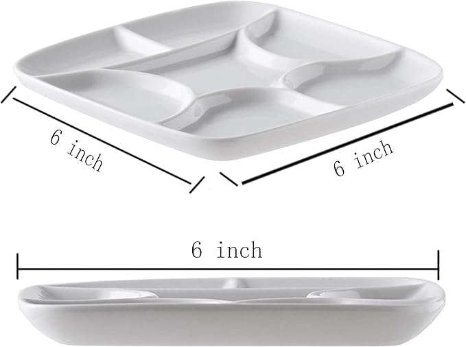 7-Well Square White Ceramic Artist Paint Palette Glazed Watercolor Painting Mixing Ceramic Porcelain Palette Oil Painting 5.7" Diameter