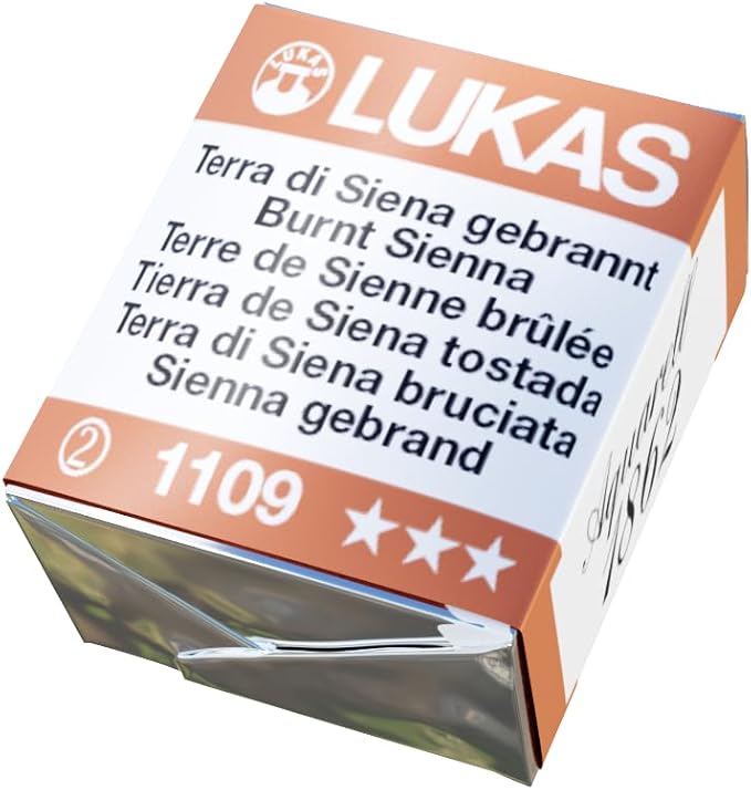 Lukas 1862 Aquarell Artists' Watercolor Pans, Burnt Sienna Half Pan - Vibrant Professional Grade Watercolor Paint - Easy-to-Wet, Intense Color, Long-lasting - Ideal for Professional Watercolorists