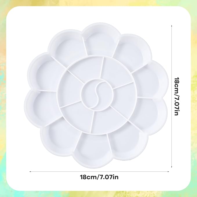 2pcs Watercolor Palette Plastic 18-Well Paint Tray Palette Flower White Painting Tray for Watercolor Create DIY Craft Professional Art Painting Acrylic Paintings Gouache