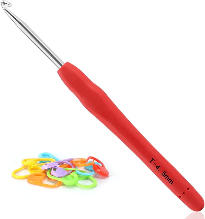 Vodiye Professional Extra Long 4.5mm Crochet Hooks, Ergonomic Handle Set for Beginners & Experienced Lovers