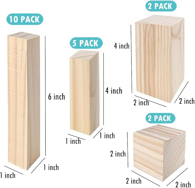19PCS Basswood Carving Blocks，4 Different Sizes Whittling Wood Blocks，Soft Carving Basswood Kit for Crafts Beginners