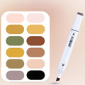 12Pcs Alcohol Markers Pure Color Series,Dual Tip Art Solid Color Markers Set for Adults Beginner Drawing Sketching (Autumn Colors)