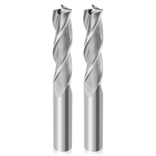 2PCS Upcut Spiral Router Bits 3 Flutes with 1/2 Inch Shank, Extra Long (4 Inch), 1/2 Inch Cutting Diameter, 2 Inch Cutting Length, Trimming, Carving