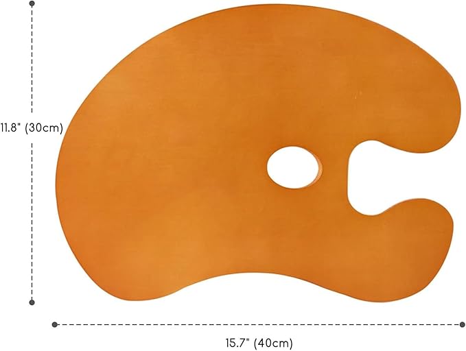 MEEDEN Wood Paint Palette - Artist Wooden Painting Palette for Oil & Acrylic, Ergonomic Palette with Thumb Hole, Oval Shape