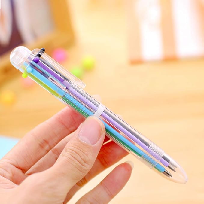 Hutou 24 Pack Multicolor Ballpoint Pens 0.5mm 6-in-1, 6 Colors Retractable Ballpoint Pens for Office School Supplies Students Children Gift, Kids Party Favors Pen(24 Pack)