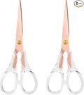 Honagu Premium Acrylic Handle Scissors -Stainless Steel Blades, Precision Cutting, Ergonomic Design, Ideal for Home, Office, and Craft Use - 2 Pack (Rose Gold)