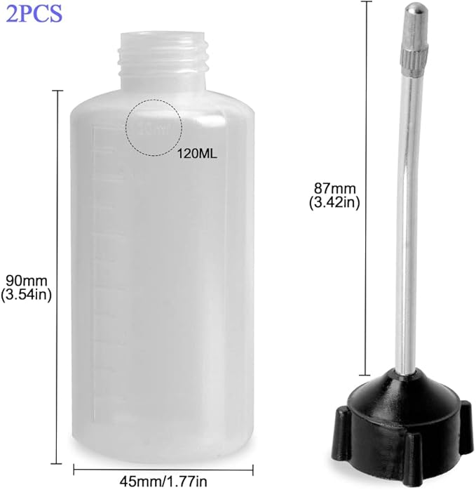 2PCS Sewing Machine Oiler, 120ml Screw on Cap Extended Spout Oil Bottle Sewing Machine Oil Dispenser