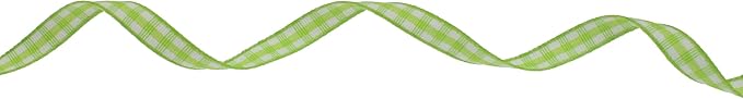 Gingham Ribbon 50 Yard Each Roll 100% Polyester Woven Edge (1/4" x 50 Yards, Light Green)