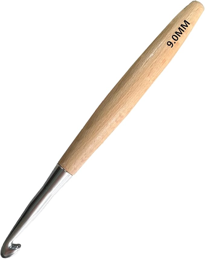 Beech Wood Crochet Hooks,9mm Ergonomic Handle Crochet Hook Hand DIY Comfortable Smooth Long  Crochet Needle for Crocheting Yarn and Beginners,Experienced Crochet Lovers
