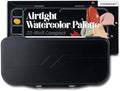 Transon Watercolor Palette Folding with Lid 18wells 2 Mixing Areas and 1 Large Mixing Tray Also for Gouache Acrylic Paint Palette Black Color