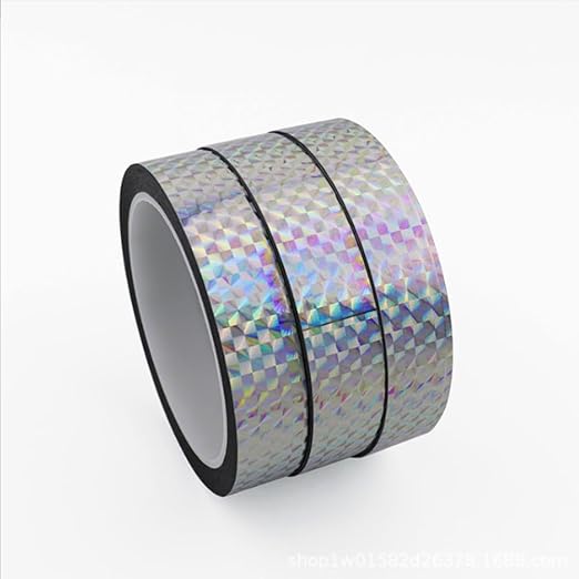 Self-Adhesive Holographic Reflective Tape Prism Tape Holographic Reflective Tape for Keep Birds Away, Craft Projects, DIY Art, Home, Daily Use (Silver, 1 Inch x 55 Yard)