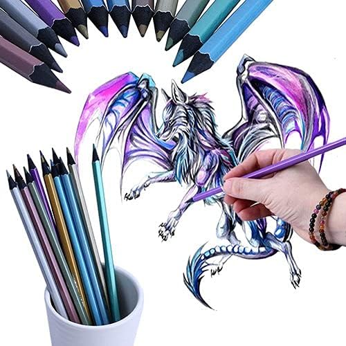 12pcs Metallic Non Toxic Colored Drawing Pencils 12 Color Drawing Sketching Color Pencil