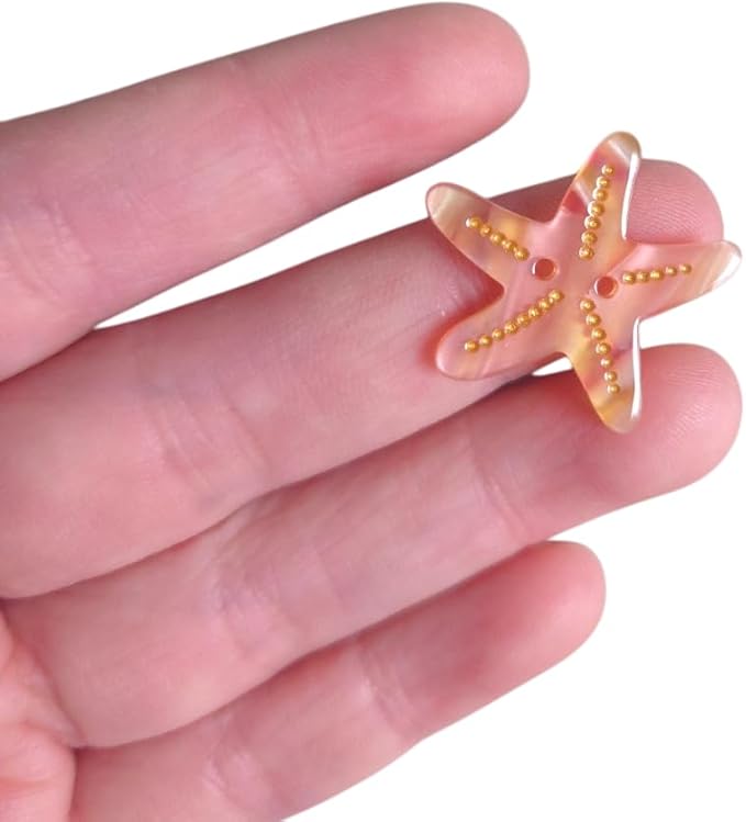 Starfish Shaped Buttons for Crafts,Acetate Button for Clothes,Buttons for Sewing,Button Bulk,Pack of 6