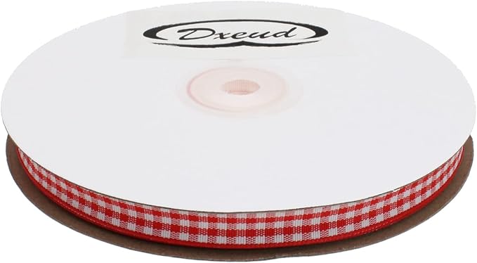 Gingham Ribbon 50 Yard Each Roll 100% Polyester Woven Edge (3/8" x 50 Yards, Red)