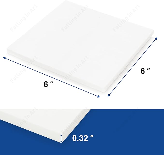 Falling in Art White Rubber Carving Block, 6" x 6" Easy Cut Lino Blocks, Soft Linoleum Block for Printmaking, Stamps, Crafts(2 Pack)