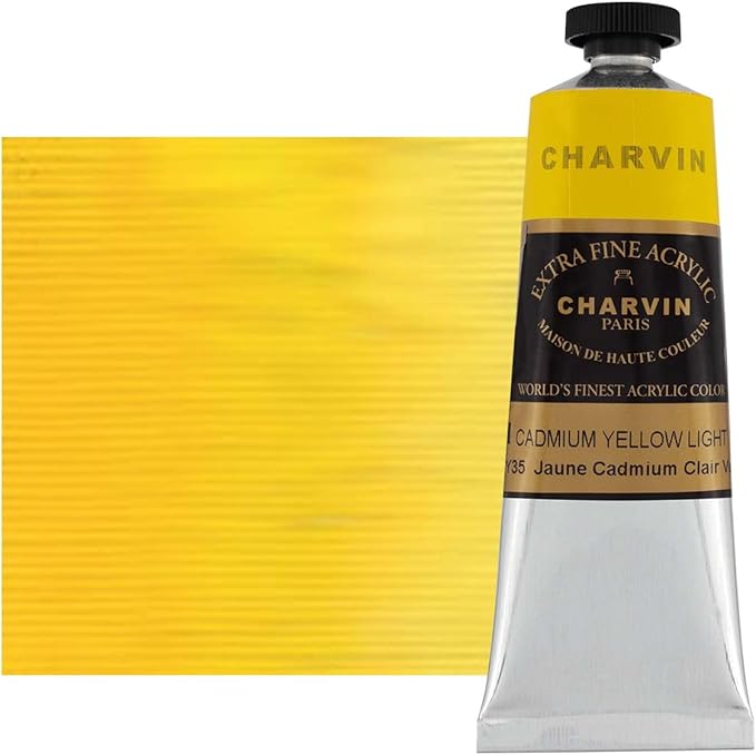 Charvin Extra Fine Professional Artist Acrylic Paint Colors, 150ml Cadmium Yellow Light Gen