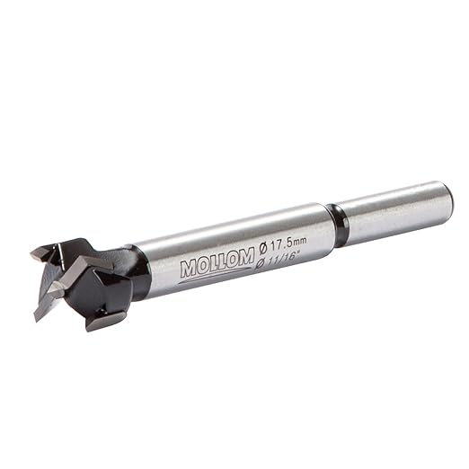 Mollom 11/16" (17.5mm) Forstner Drill Bit for Precise Woodworking with Durable YG8 Carbide Thickness of 1.7mm,This Hinge Cutter Tool is Ideal for Hard Wood, Plastic, Plywood