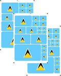 vmcoatdu Saint Lucia Flag Laser Printing Sticker 3 Pcs Decal in Multiple Sizes St Lucia Stickers (Blue Saint Lucia A)