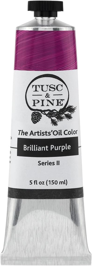 Tusc & Pine Artist Oil Paint - Brilliant Purple, 150 ml, Non-Yellowing, Rich & Creamy Consistency, Maximum Pigment Load, Small Batch Milled Oil Paints Made in the USA for Professional Artists