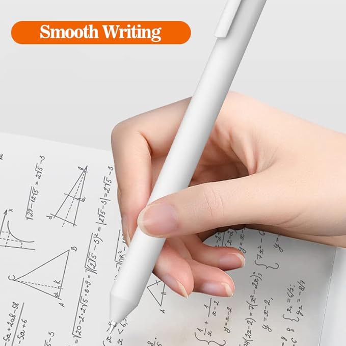 BAYTORY 8Pcs Rotatable Gel Pens, 0.5mm Fine Point Black Ink Pen, Smooth Writing Quick Dry Gel Ink Pens for Journaling Note Taking Sketching (White)