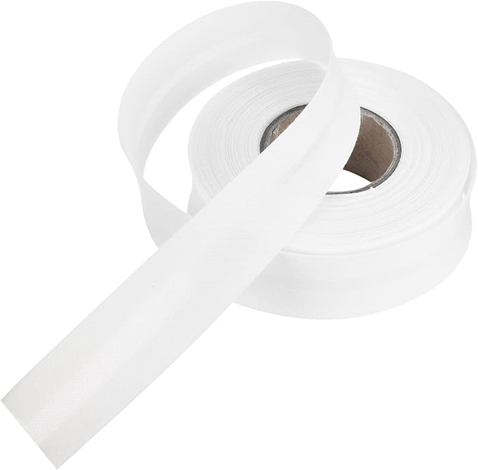 MECCANIXITY 1 Inch Single Fold Bias Tape Polyester Continuous Bulk Bias Tape for Sewing,Seaming Quilting Hemming Binding Crafts (White 10 Yards)