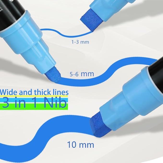 VIANZE Jumbo 12Colors Markers, Acrylic Paint Pens, 10mm Felt Tip Jumbo Poster Markers,Waterproof and Permanent Paint Pens, for Rock Wood, Fabric, Ceramic,Posters Art Paintings