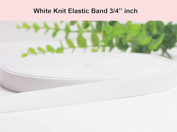 White Knit Elastic Band for Sewing 3/4 inch 40 Yards -20mm Flat Heavy Stretchy Elastic Straps Elastic Band Spool for DIY Craft-Bedspread-Clothing-Pants Waistband-Wigs-Skirts- DIY Projects